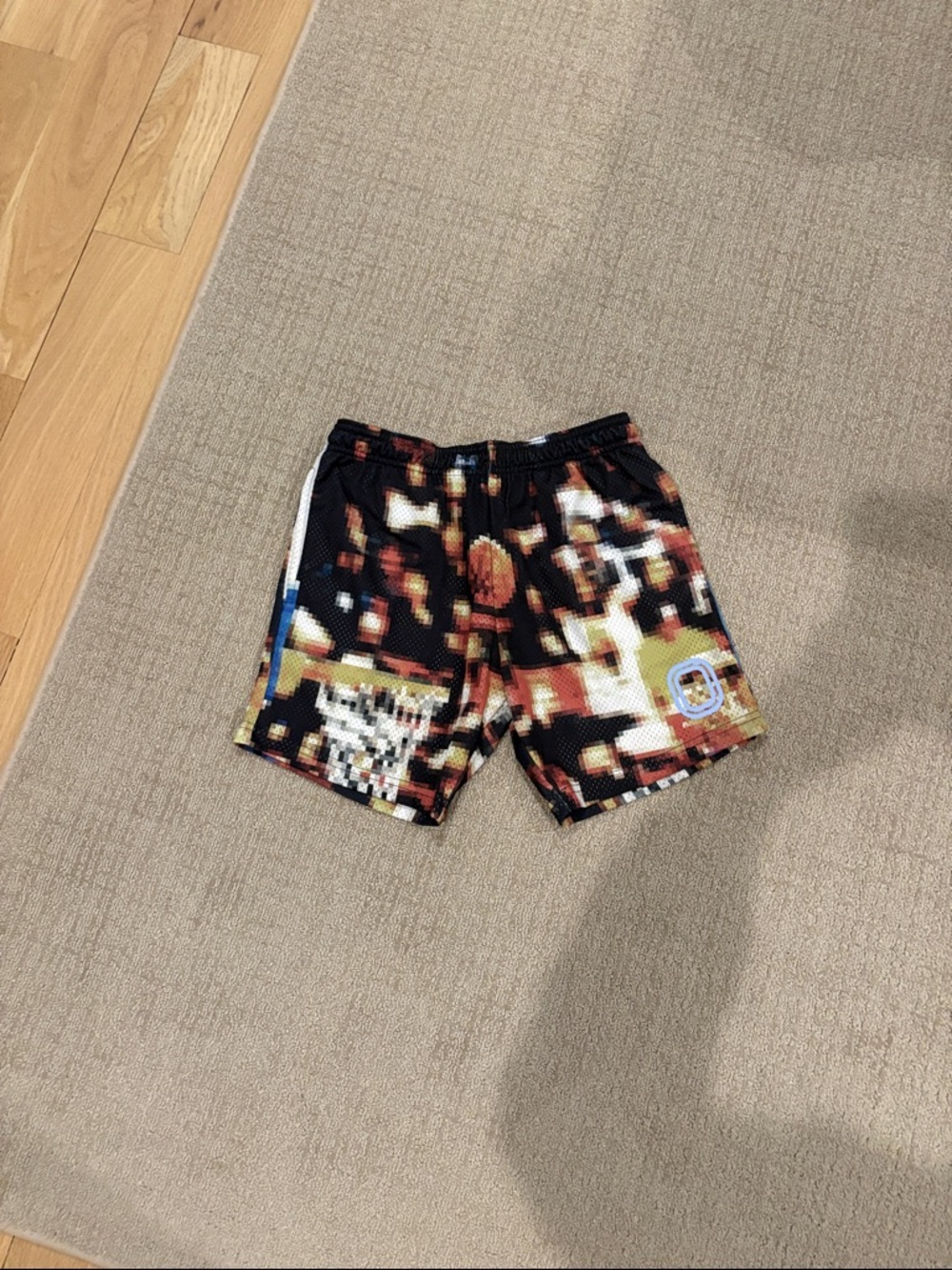 OVERTIME Kids Pixel-Print Athletic Shorts in Black & Multicolor - Picture 2 of 5